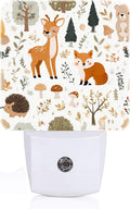 Cute Forest Animals Night Light, Deer and Fox Plug Into Wall with Dusk to Dawn Light Sensors, Warm Nightlights for Bedroom, Bathroom…