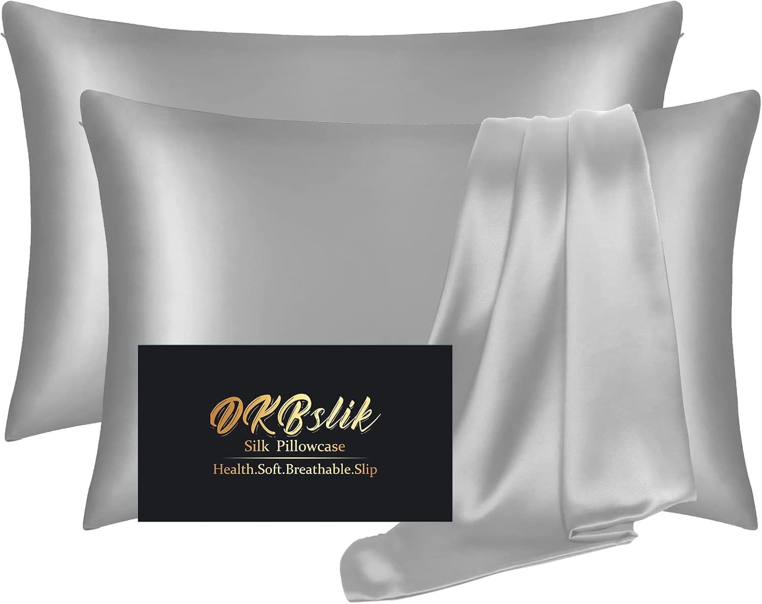 Home Silk Pillowcase 2 Pack, Mulberry Silk Pillow Cases Queen Size Set of 2, Anti Acne Silk Pillowcase for Hair and Skin, Natural Silk Sati…
