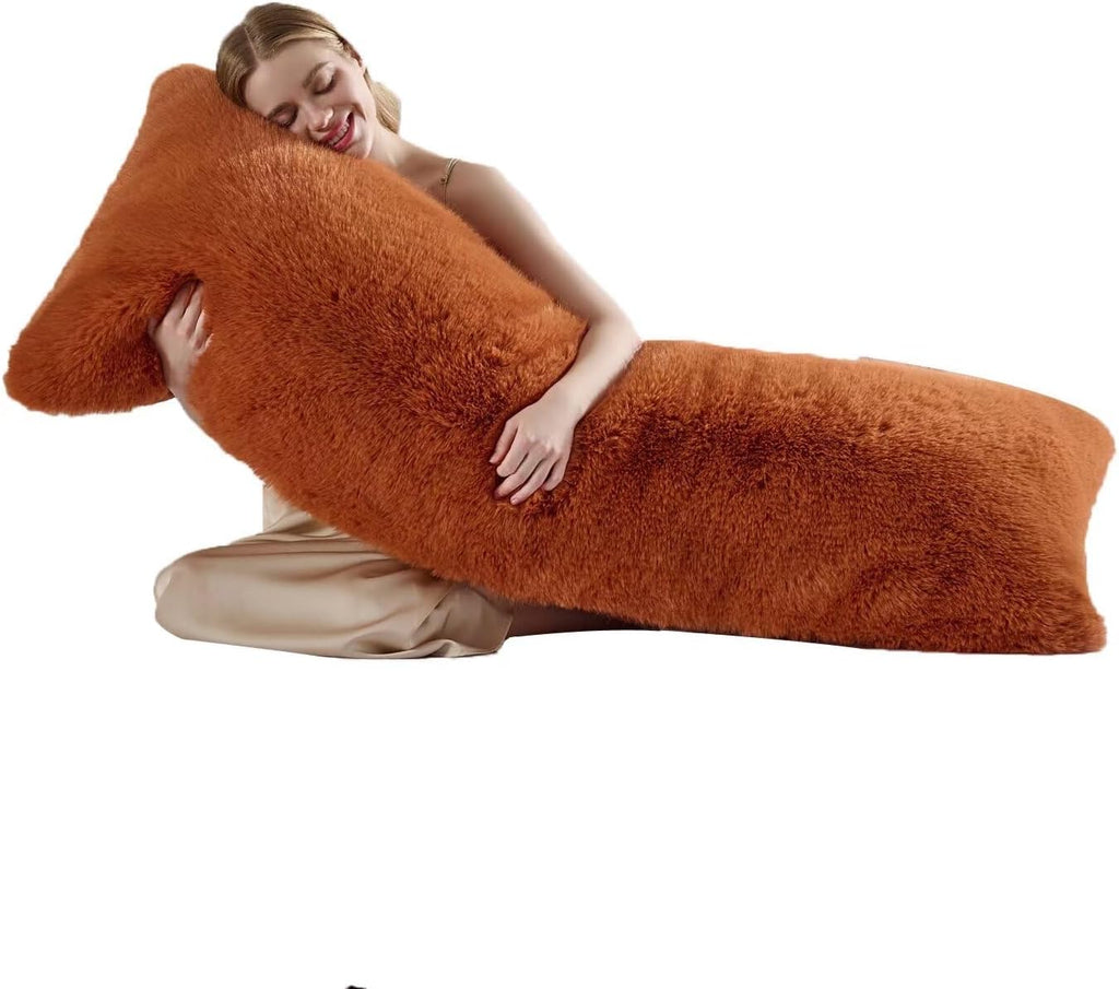 HKMR 20x54 inch Luxury Fluffy Body Pillow Cover(No Filling), Shaggy Furry Body Pillowcase with Zipper, Soft Decorative Plush Full Long…