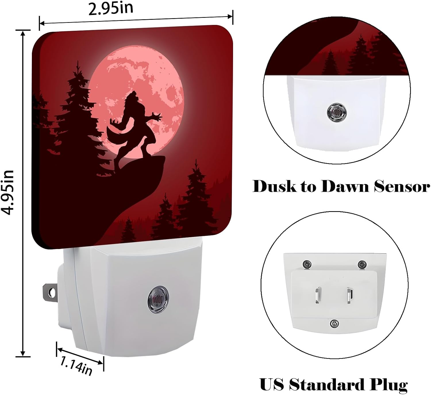 Blood Moon and Werewolves Night Light, Plug-in Night Lights with Dusk-to-Dawn Sensor for Stairway, Hallway, Bedroom Sleep Friendly Ideal for…