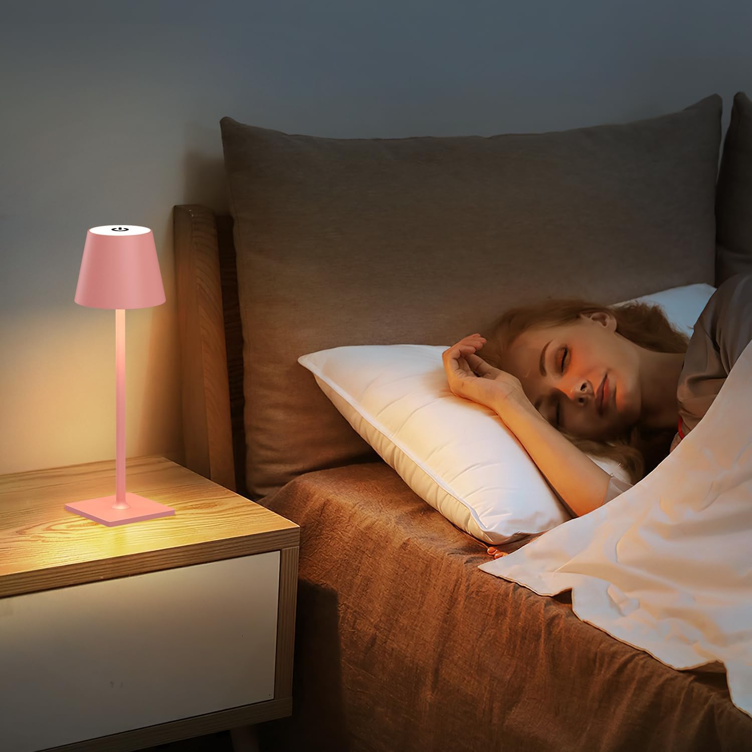 Yogaret Pink Cordless Table Lamp Set of 2 for Patio Restaurant Home Dinner Dining
