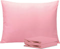 Ntbay Standard Pillowcase Set - 2 Pack Brushed Microfiber 20x26 Pillowcases - Soft, Wrinkle-Free, Fade-Resistant, Stain-Resistant, Pink Pil…