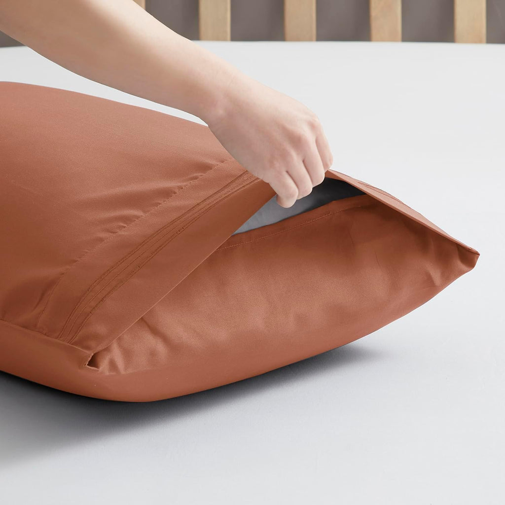 Nestl Orange Brown King Pillow Cases 2 – Soft King Size Pillow Case, 1800 Brushed Microfiber Pillowcases, Envelope Closure Pillowcase, King…