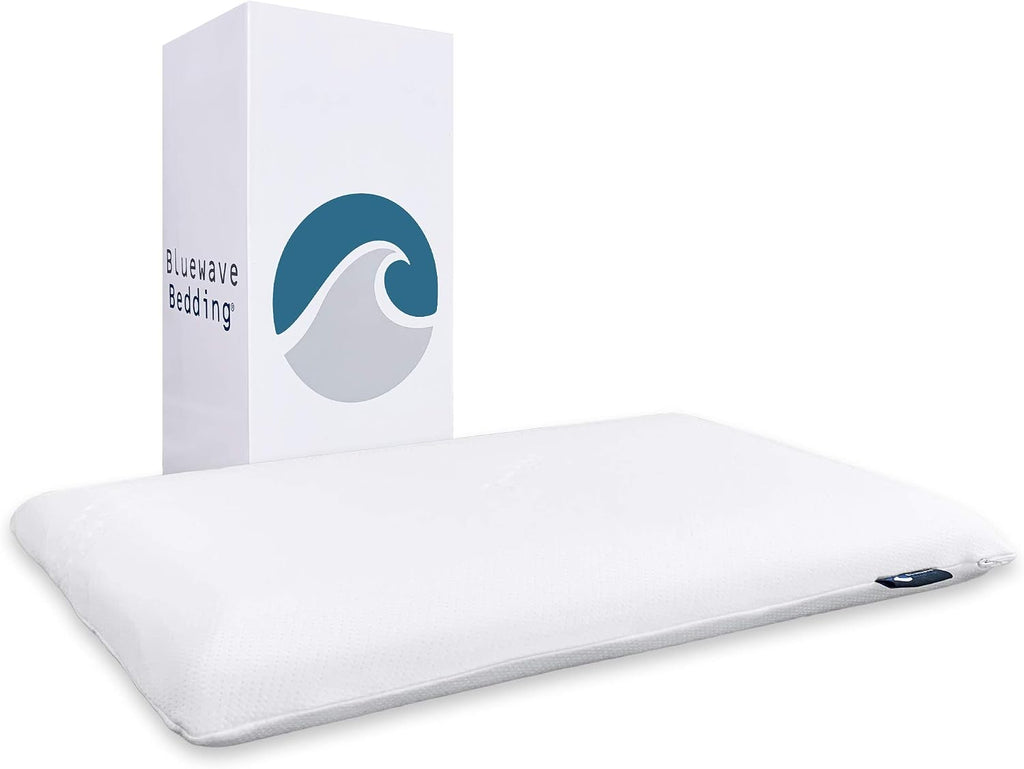 BluewaveBedding Bluewave Bedding Ultra Gel Memory Foam Pillow for Stomach and Back Sleepers - Thin, Flat Design for Cervical Neck Alig…
