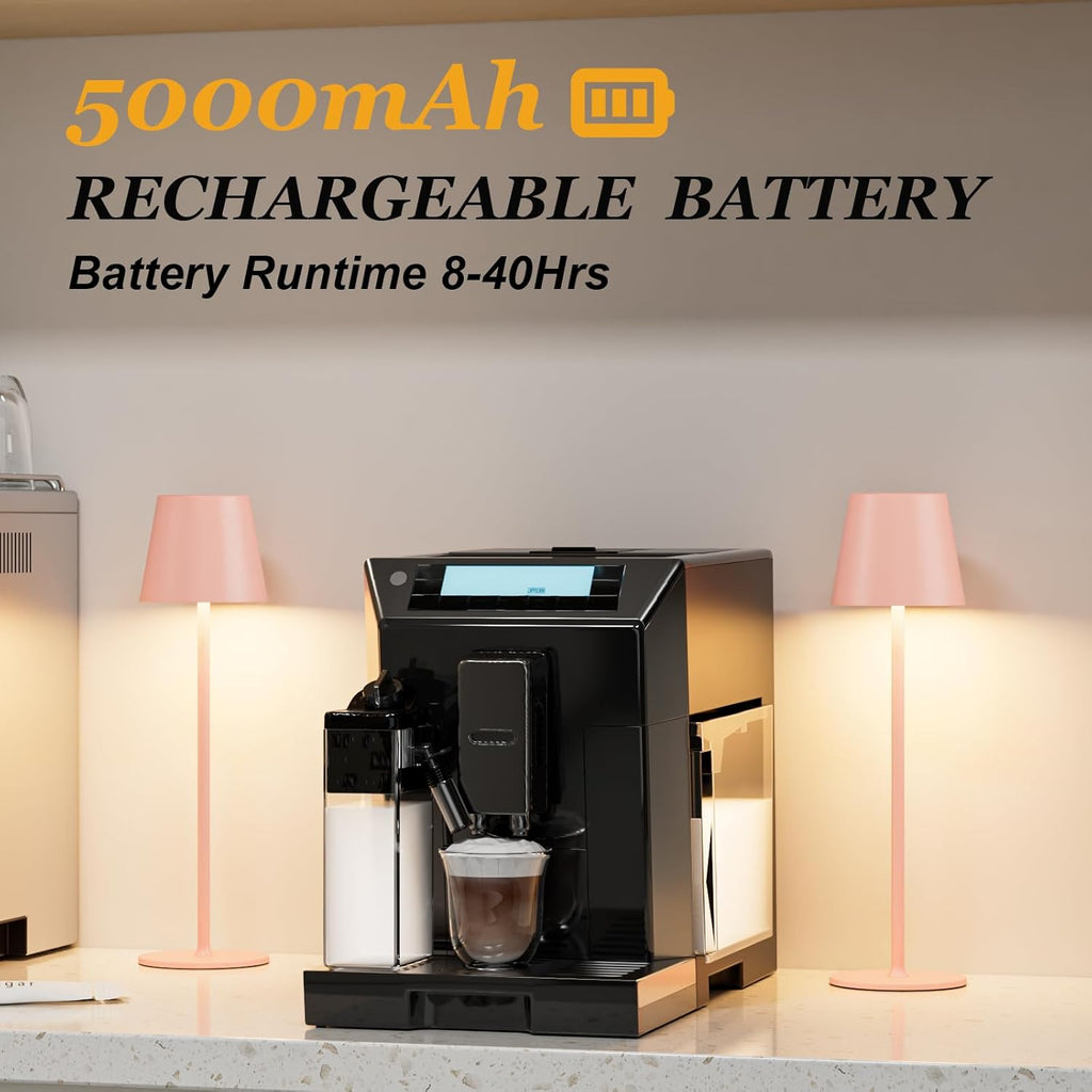 Kakanuo Cordless Table Lamp Rechargeable Pink - KK 2 Pack 5000mAH Battery Operated Lamp for Counter, 3 Color Stepless Dimming Wireless…