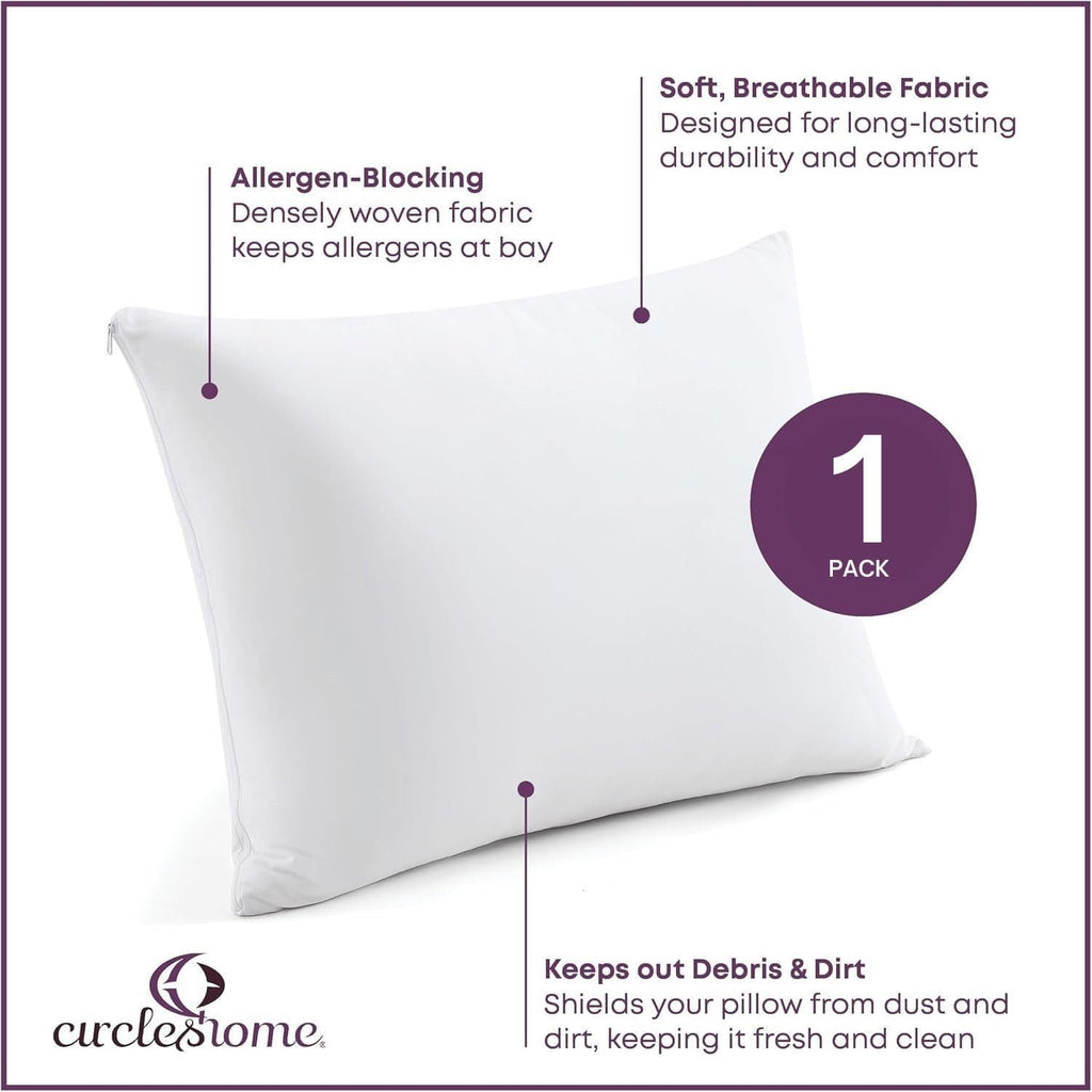 CirclesHome Pillow Protectors Single Pack Toddler Zippered - 100% Cotton Breathable Pillowcases - Protects Pillows from Dirt, Dust and…