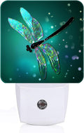 Green Dragonfly Night Light, Plug Into Wall Decor for Stairway, Hallway, Kitchen, Dusk to Dawn Sensor Nightlights for Boys/Girls/Women/Men…