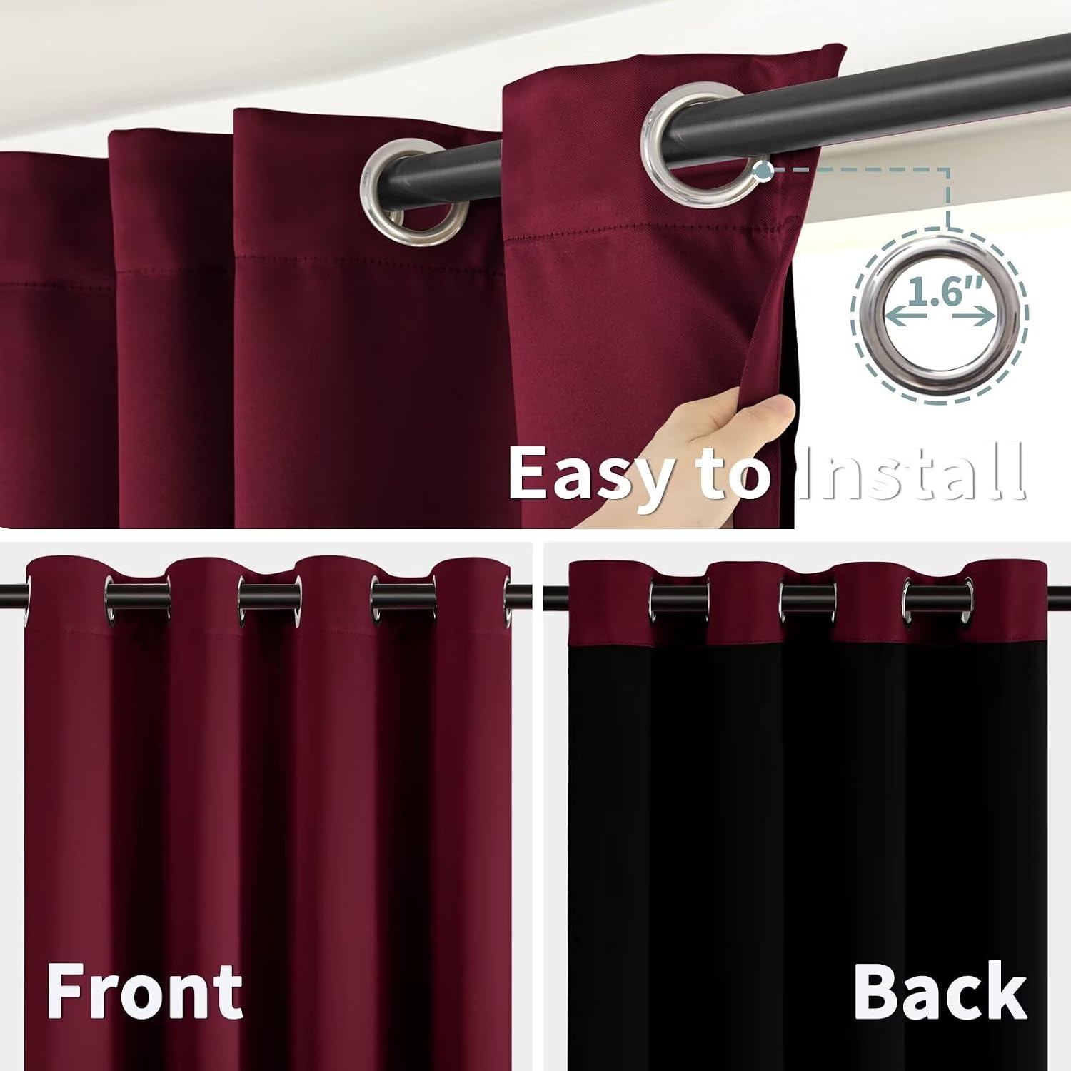 BGment Short 100% Blackout Curtains for Bedroom, Thermal Insulated Lined Energy Efficiency Noise Reducing Grommet Curtains 54 Inch Length f…