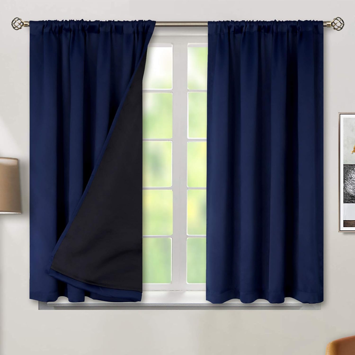 BGment Thermal Insulated 100% Blackout Curtains for Bedroom with Black Liner, Double Layer Full Room Darkening Noise Reducing Rod Pocket…