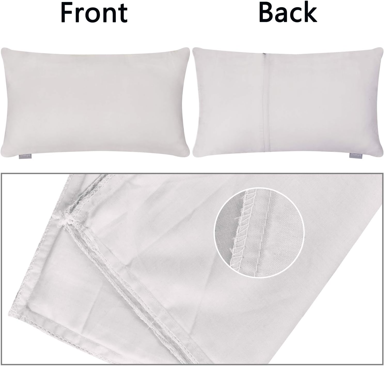 Thmyo 4-Pack 100% Cotton Lumbar Comfortable Solid Decorative Throw Pillow Case Rectangle Cushion Cover Sublimation Blank Pillow Covers DIY…
