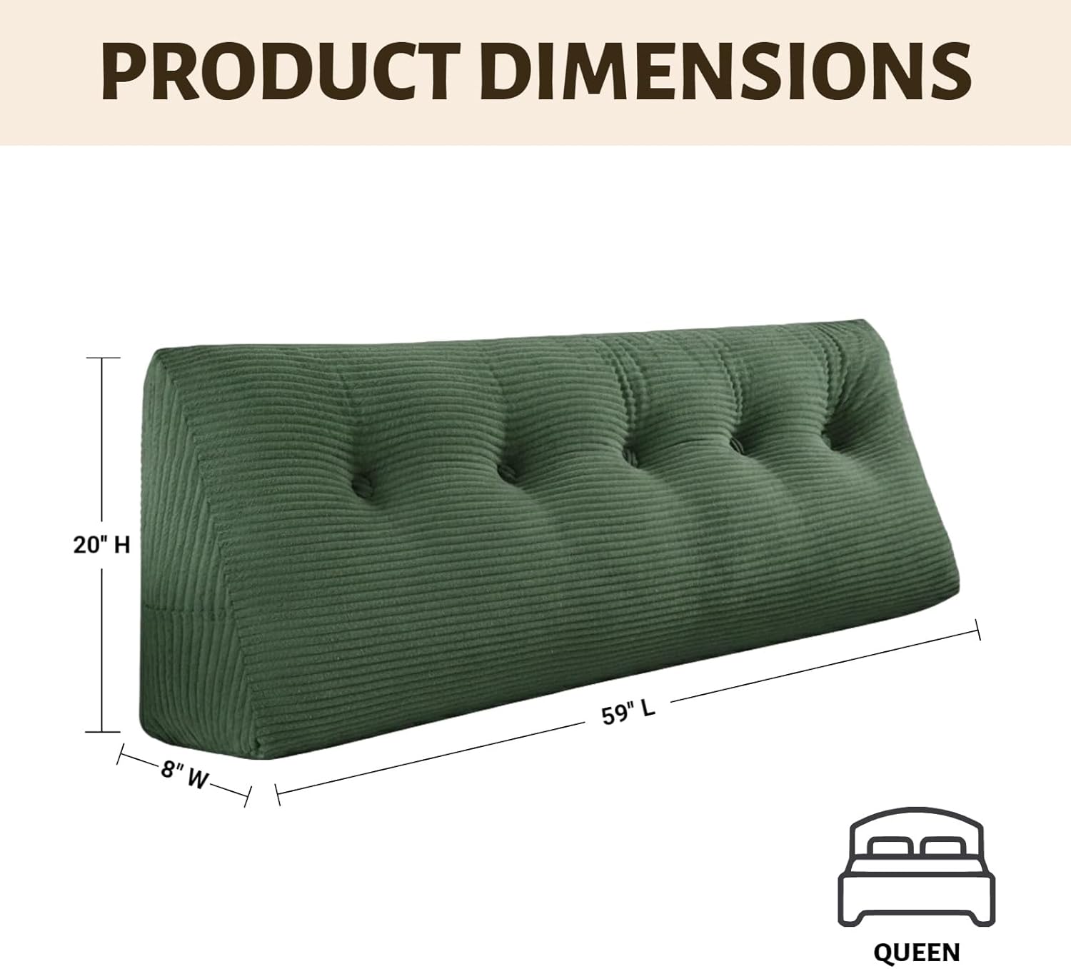 Wedge Reading Pillow Headboard Queen Size, Headboard Bolster Pillow for Bed, Triangular Backrest Cushion with Removable Corduroy Cover…