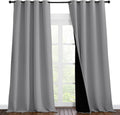 Nicetown 100% Blackout Blinds, Laundry Room Decor Window Treatment Curtains for Large Patio Sliding Door, Thermal Insulated Silver Grey Cur…