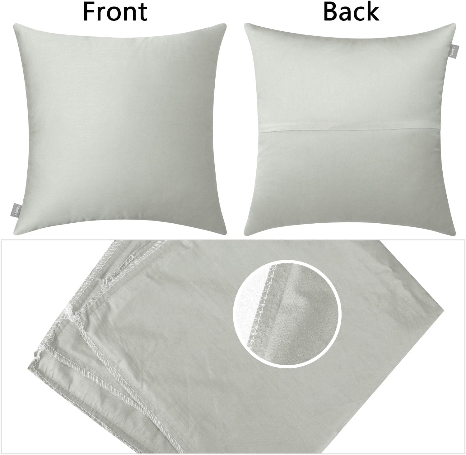 Thmyo 4-Pack 100% Cotton Comfortable Solid Decorative Throw Pillow Case, Thmyo Square Cushion Cover Pillowcase Sublimation Blank Pillow Cove…