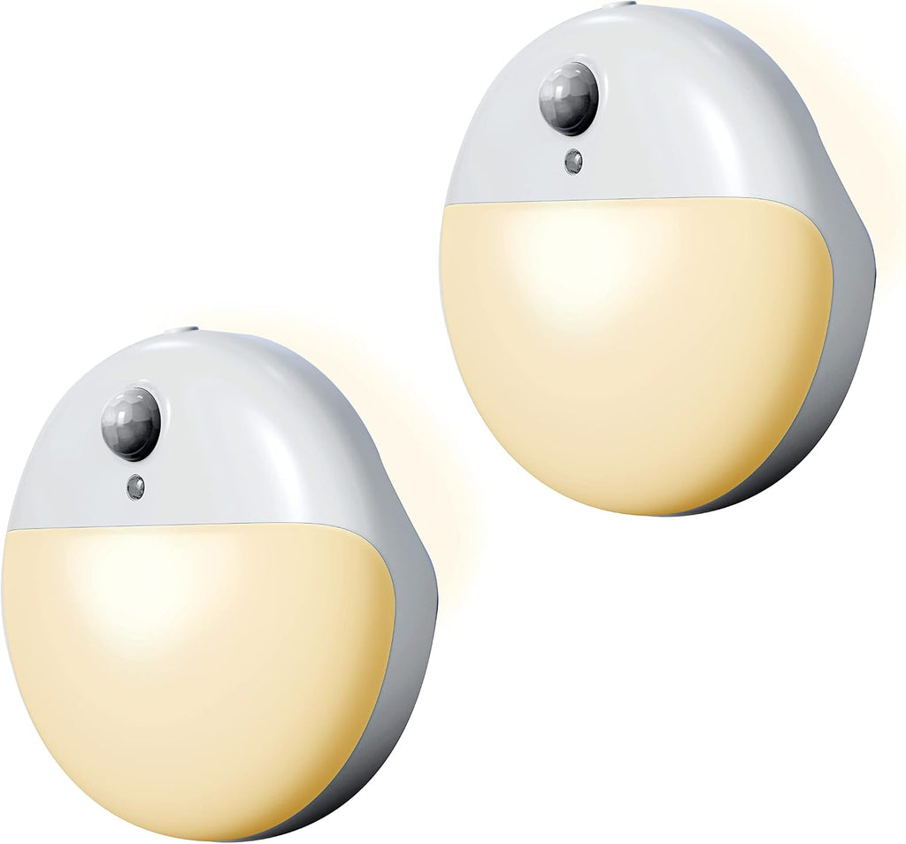 YUNLEX 2 Pack Amber Night Light, Battery Operated Night Light, 2.6" Small Sticky Lights, Dimming, 3 Light Modes, Motion Sensor Lights for…