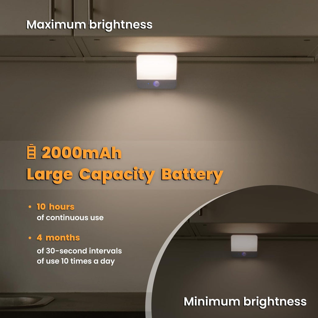 Motion Sensor Light Indoor Rechargeable, Battery Night Light 2000mAh, Motion Activated Night Lights Stick on 2 Pack, Dimmable Stair…