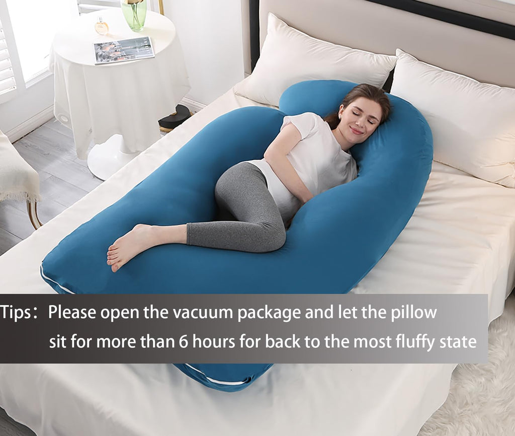 Jcickt Pregnancy Pillow J-Shaped Full Body Pillow,59 inch with Jersey Cover Easy to Remove and Wash, Support Pregnant Women's Backs Legs an…