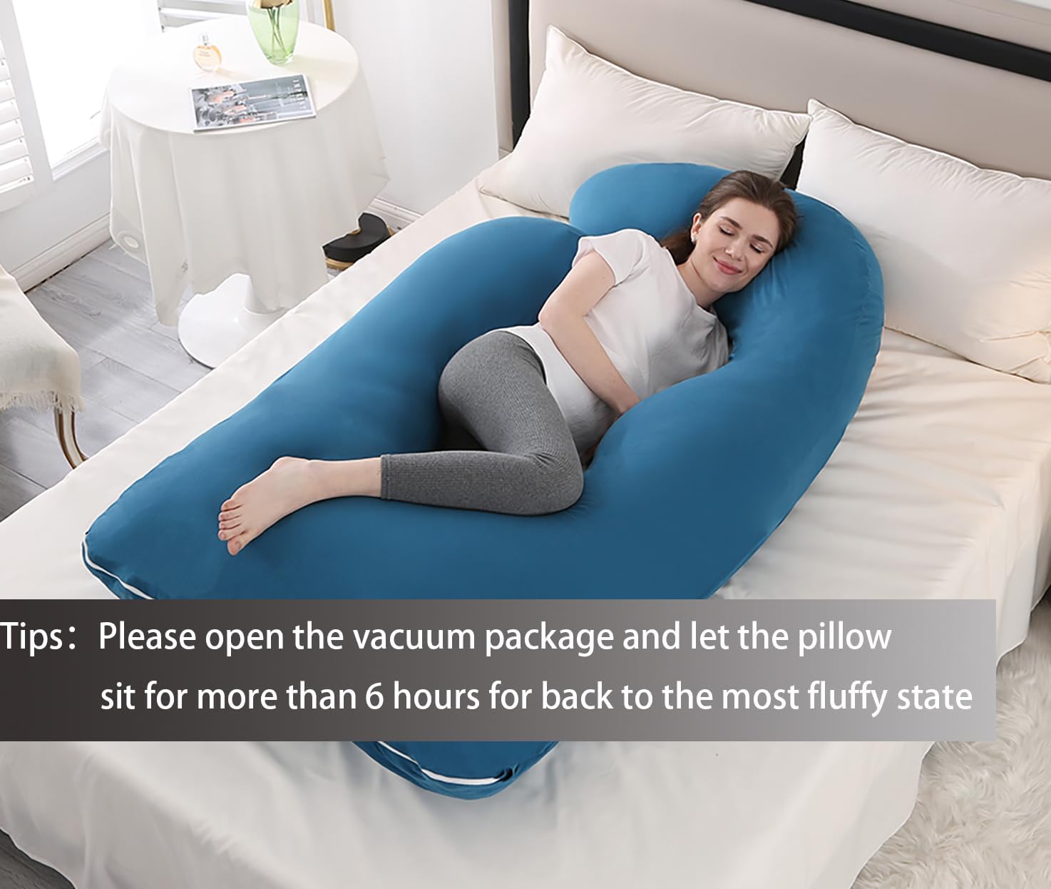 Jcickt Pregnancy Pillow J-Shaped Full Body Pillow,59 inch with Jersey Cover Easy to Remove and Wash, Support Pregnant Women's Backs Legs an…