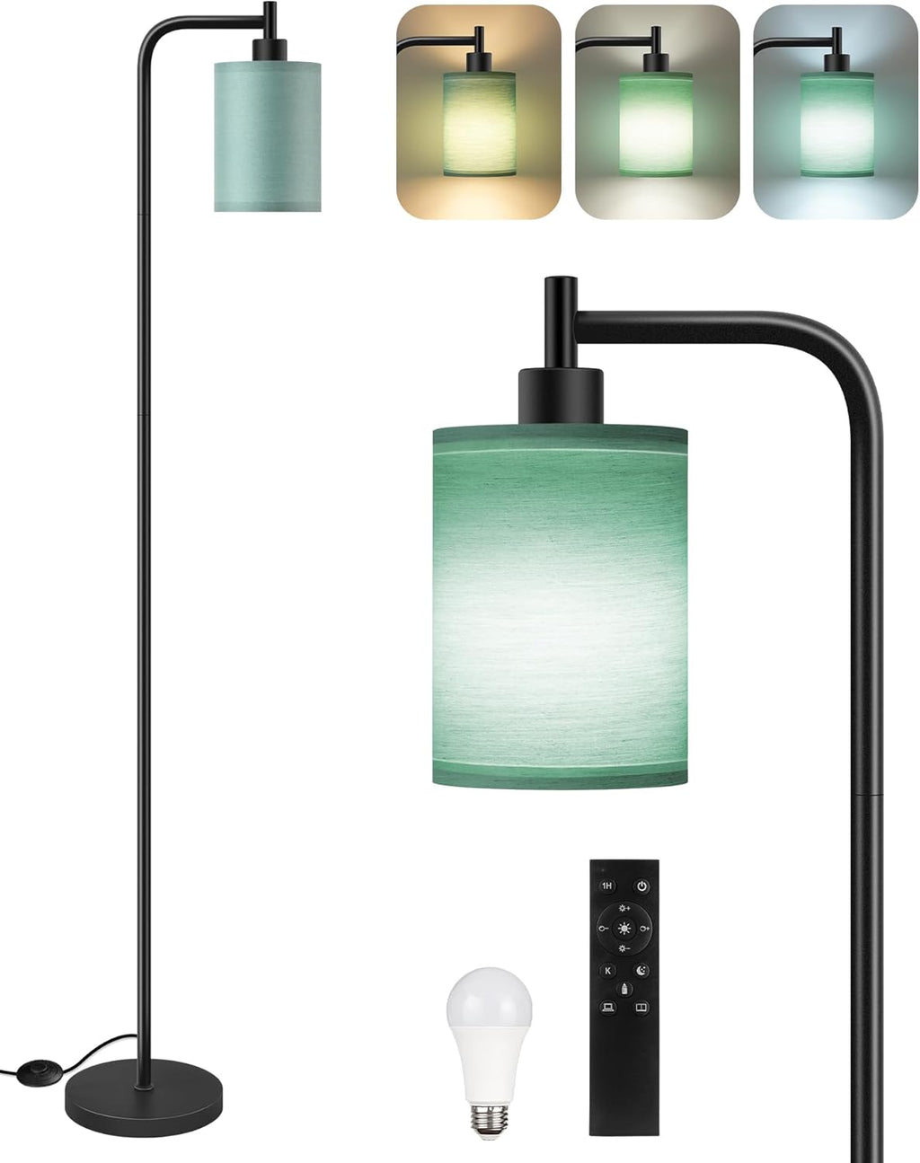 Dimmable Floor Lamp for Living Room with Remote and Foot Switch, Modern Standing, Corner Lamp,10W Bulb 3 Color Temperatures, for Bedroom…