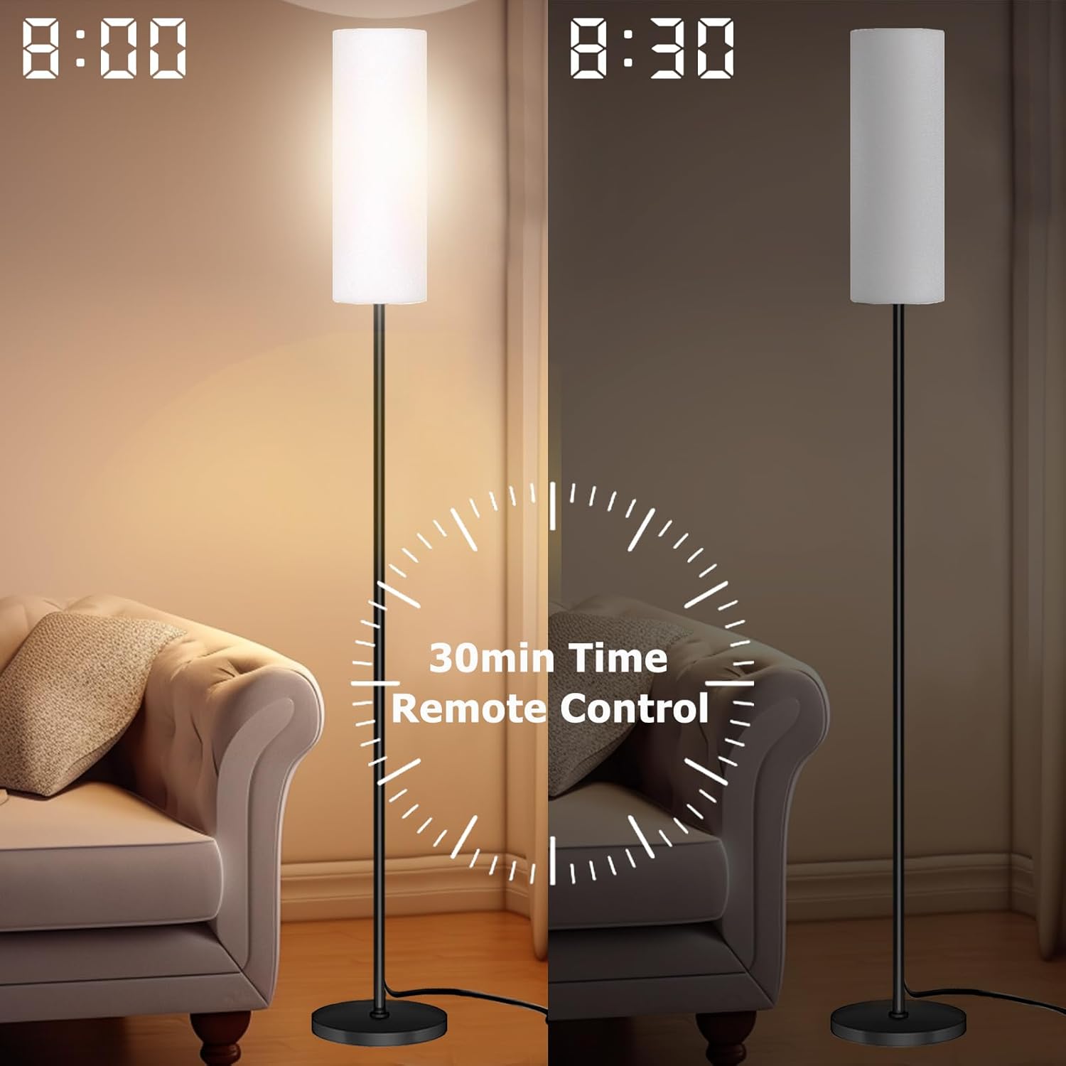 Qaubauyt Smart LED Floor Lamp with APP Control & RGB Colors - Dimmable Standing Lamp for Living Room, Bedroom, Gaming - Remote, Timer, 9W…