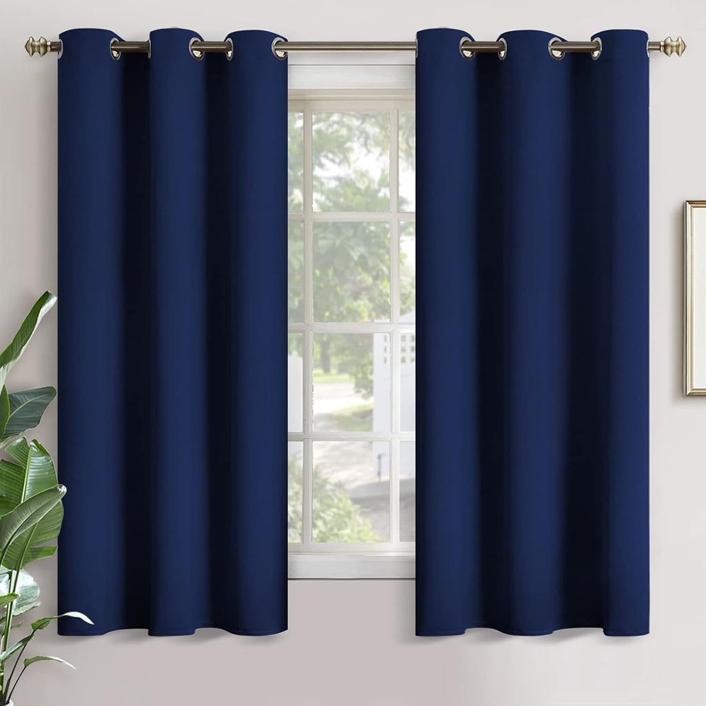YoungsTex Navy Blue Blackout Curtains 63 Inches Long for Bedroom - Room Darkening Drapes with Grommet Thermal Insulated Privacy for Living…