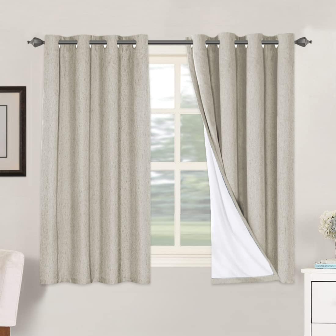 H.VERSAILTEX 100% Blackout Curtains for Bedroom Thermal Insulated Linen Textured Curtains Heat and Full Light Blocking Drapes Living Room…