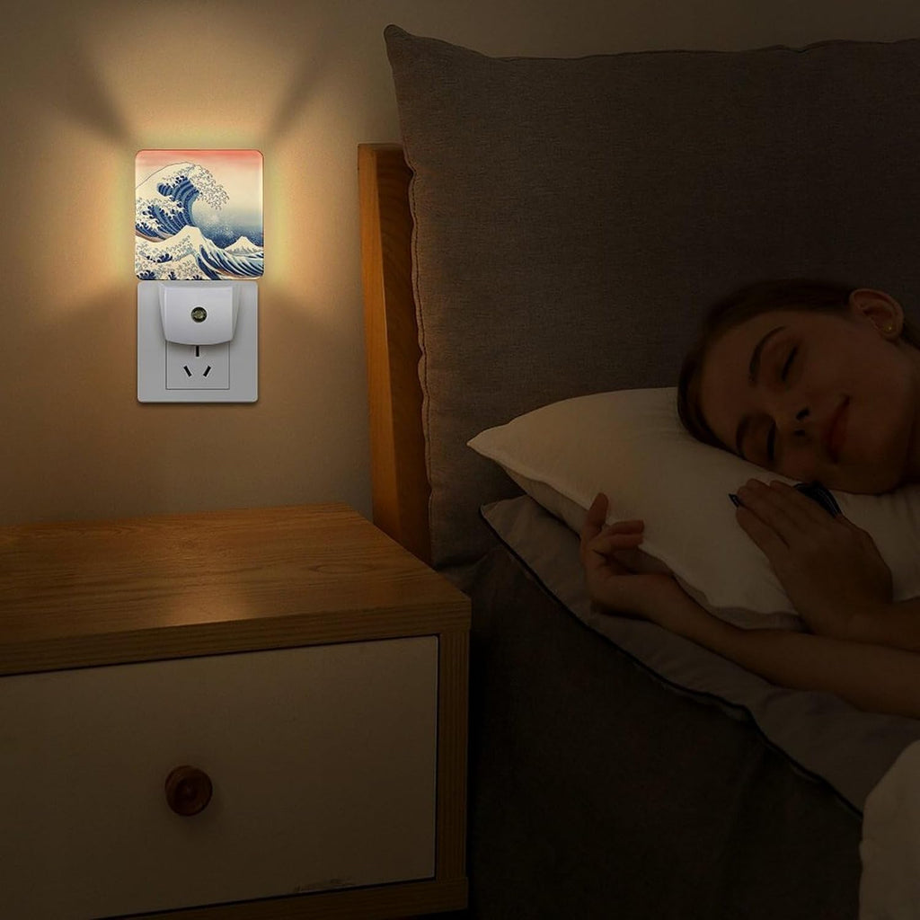 YKJAHSD Ocean Waves Night Light, Plug into Wall Decor Nightlights for Bedroom, Bathroom, Hallway, Kitchen, with Dusk to Dawn Light A…