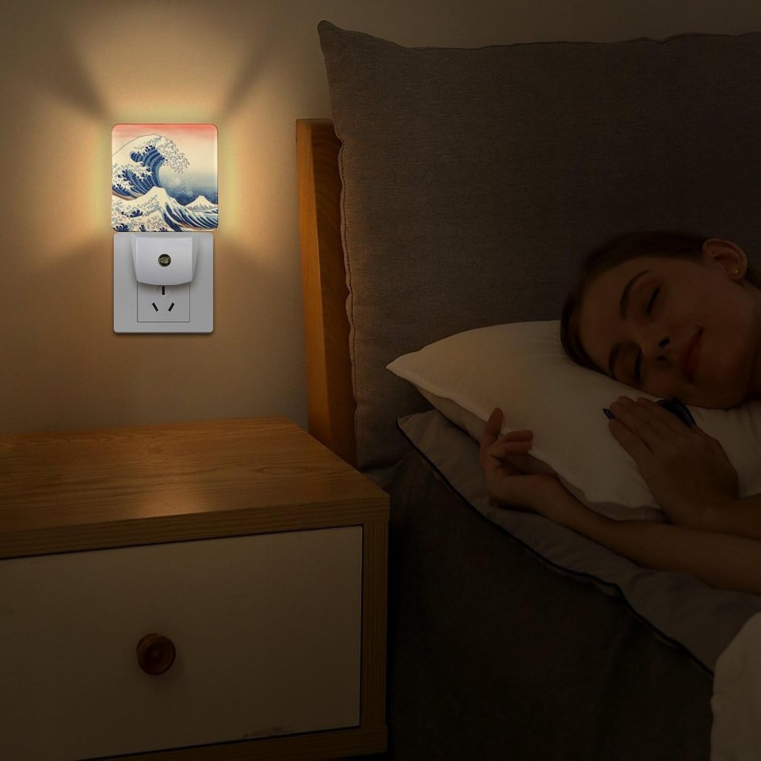 YKJAHSD Ocean Waves Night Light, Plug into Wall Decor Nightlights for Bedroom, Bathroom, Hallway, Kitchen, with Dusk to Dawn Light A…