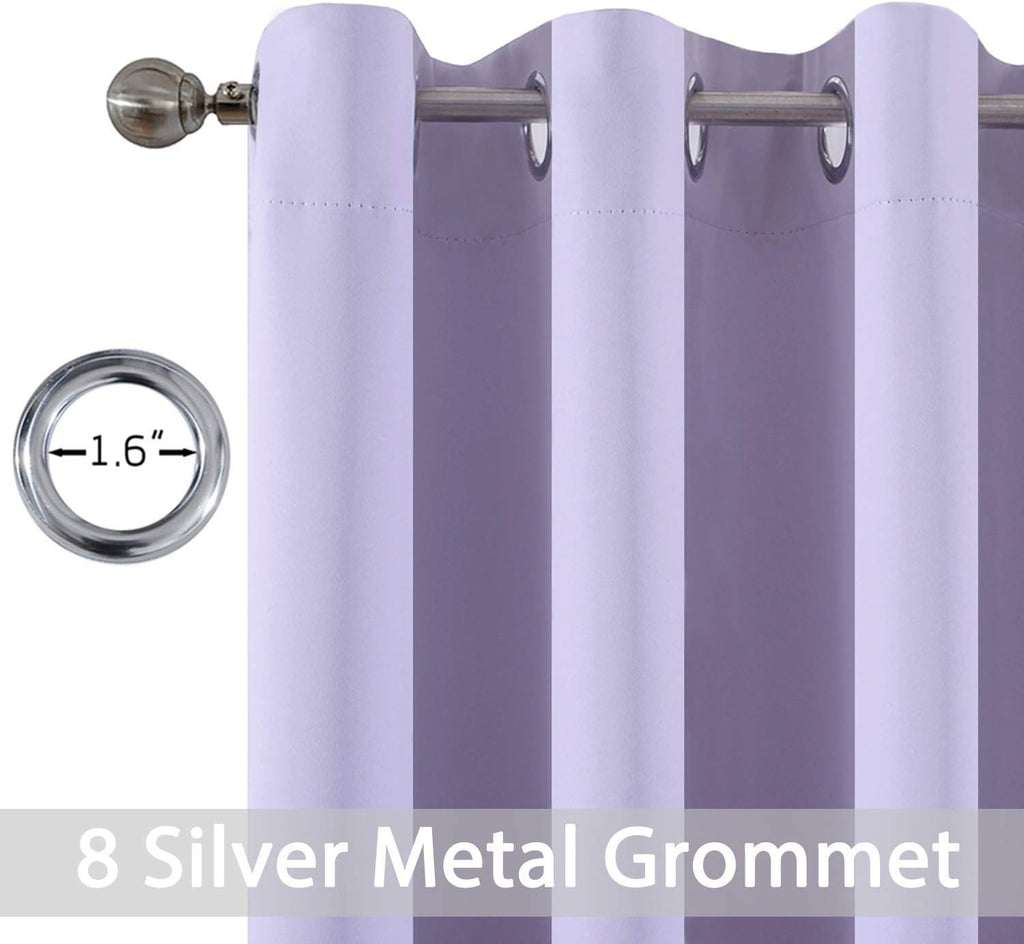 Yakamok Blackout Curtains 96 Inch Length Lilac Room Darkening Thermal Insulated Grommet Top Light Blocking Window Treatment Drapes for…