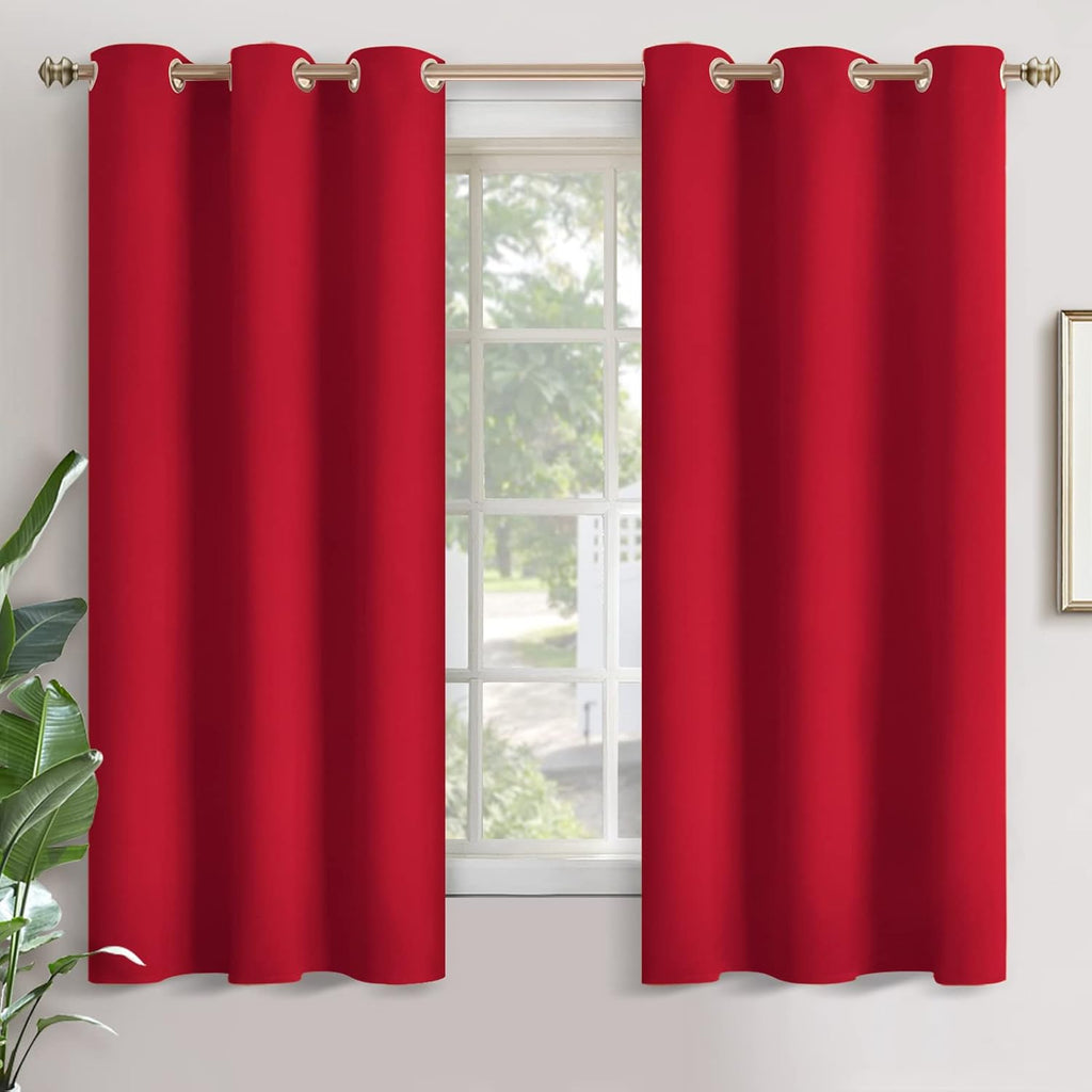YoungsTex Red Blackout Curtains 63 Inch Length for Bedroom - Grommet Room Darkening Window Drapes Thermal Insulated for Living Room, 2 Pane…