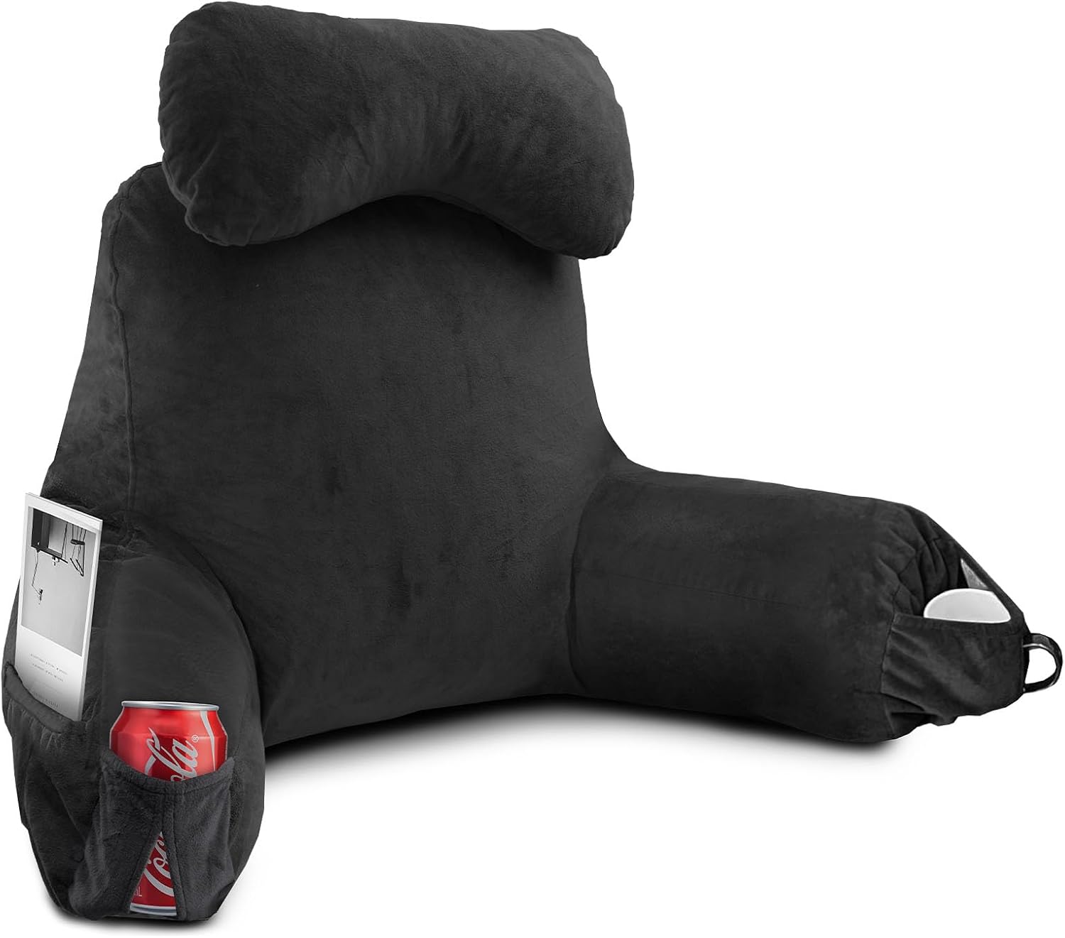OAISZ Reading Pillow for Sitting in Bed Adult, Reading Pillow with Shredded Memory Foam (Black, Extra Large 25" H)