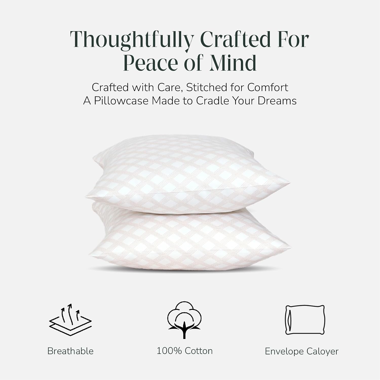 Feather & Stitch 300 TC 100% Cotton King Size Pillowcases 2 piece, Ultra Soft Set of 2 Sateen Weave Pillow Covers with Envelope Closure…