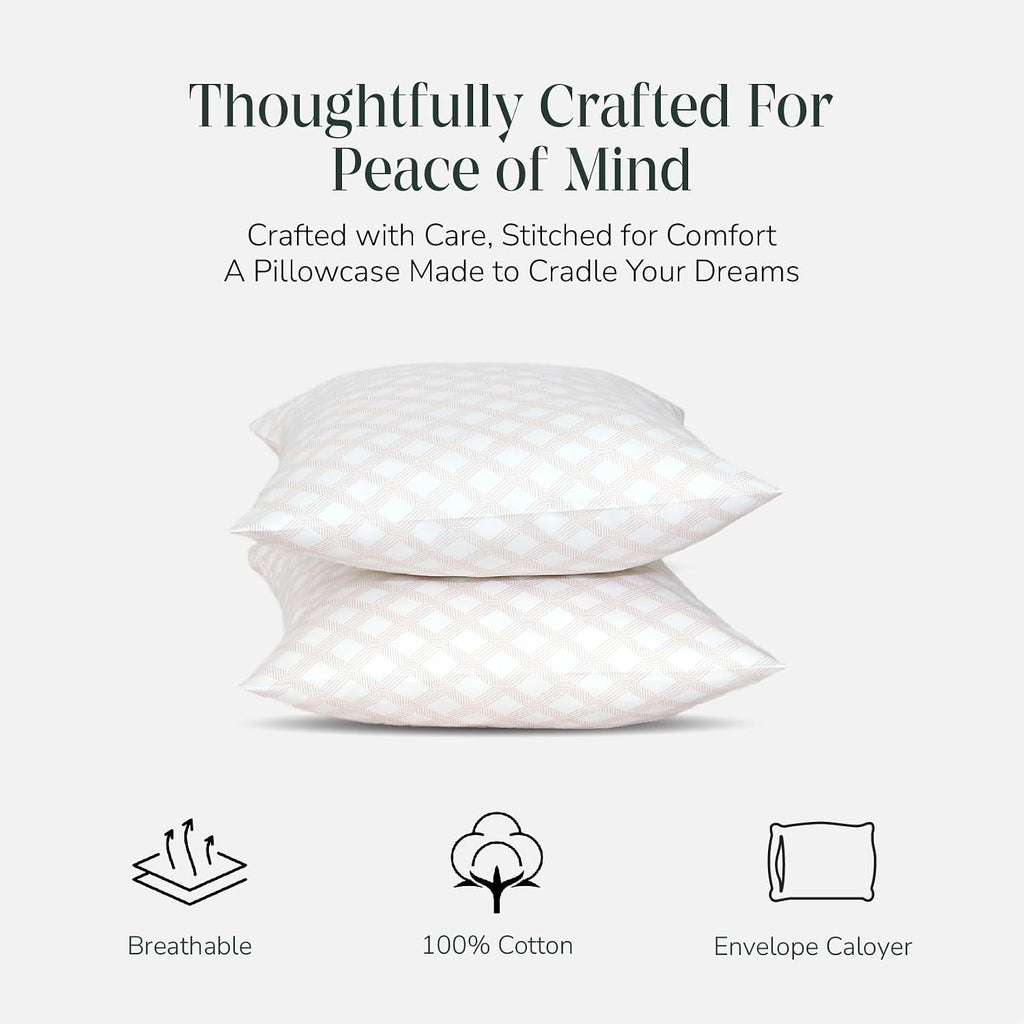 Feather & Stitch 300 TC 100% Cotton Standard Size Pillowcases 2 piece, Ultra Soft Set of 2 Sateen Weave Pillow Covers with Envelope…