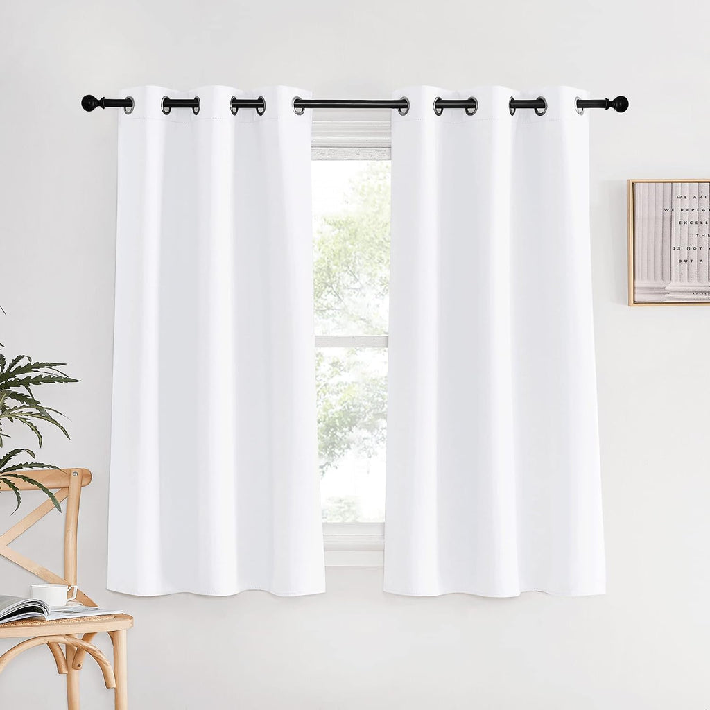 NICETOWN White Curtains for Living Room, Set of 2, W34 x L60, Thermal Insulated Window Treatment 50% Light Blocking Solid Grommet Top for…