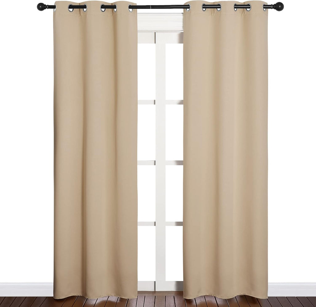 NICETOWN Room Darkening Draperies Window Curtain Panels, Thermal Insulated Grommet Room Darkening Curtains for Bedroom (Biscotti Beige, 2…
