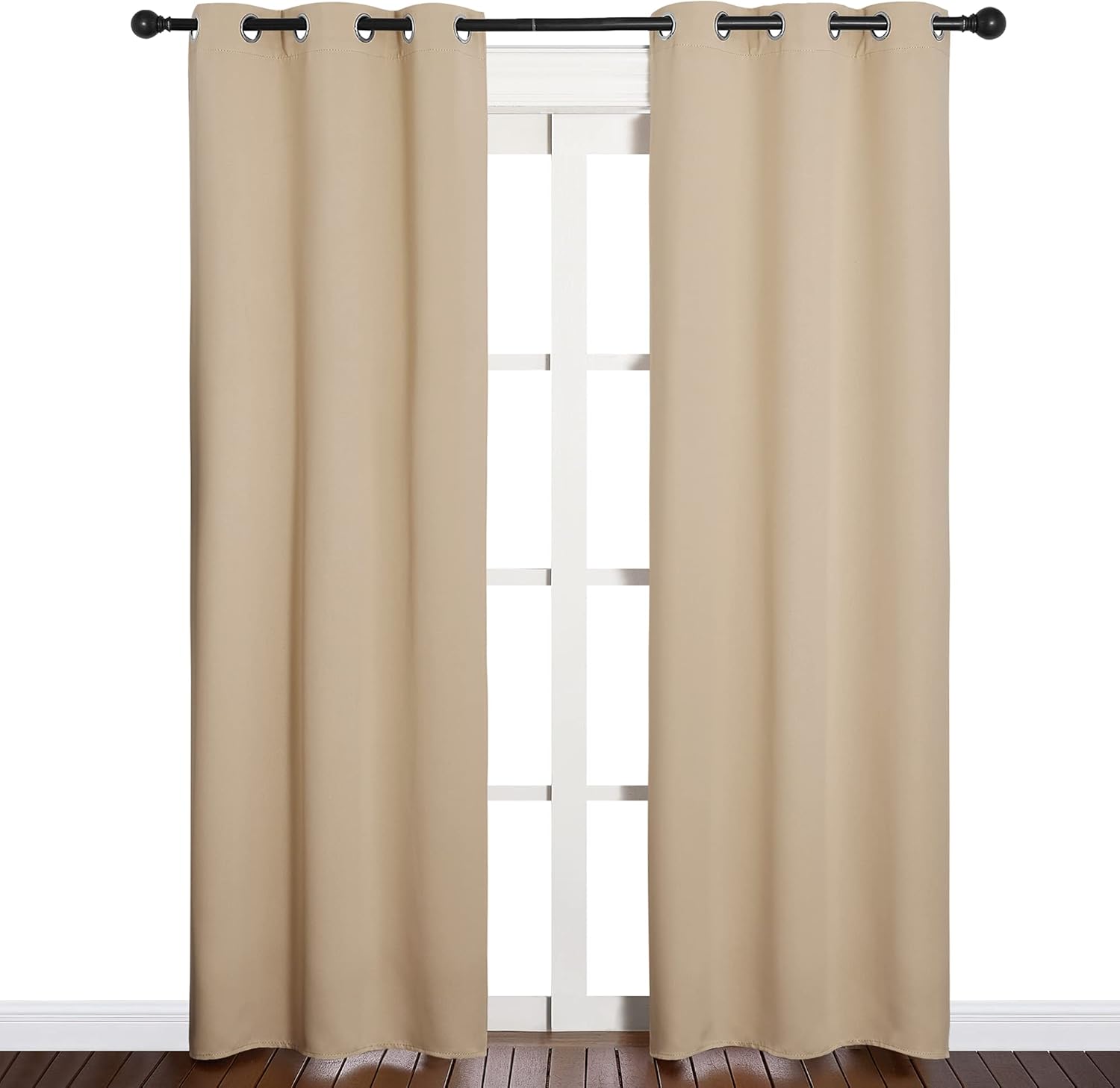 NICETOWN Room Darkening Draperies Window Curtain Panels, Thermal Insulated Grommet Room Darkening Curtains for Bedroom (Biscotti Beige, 2…