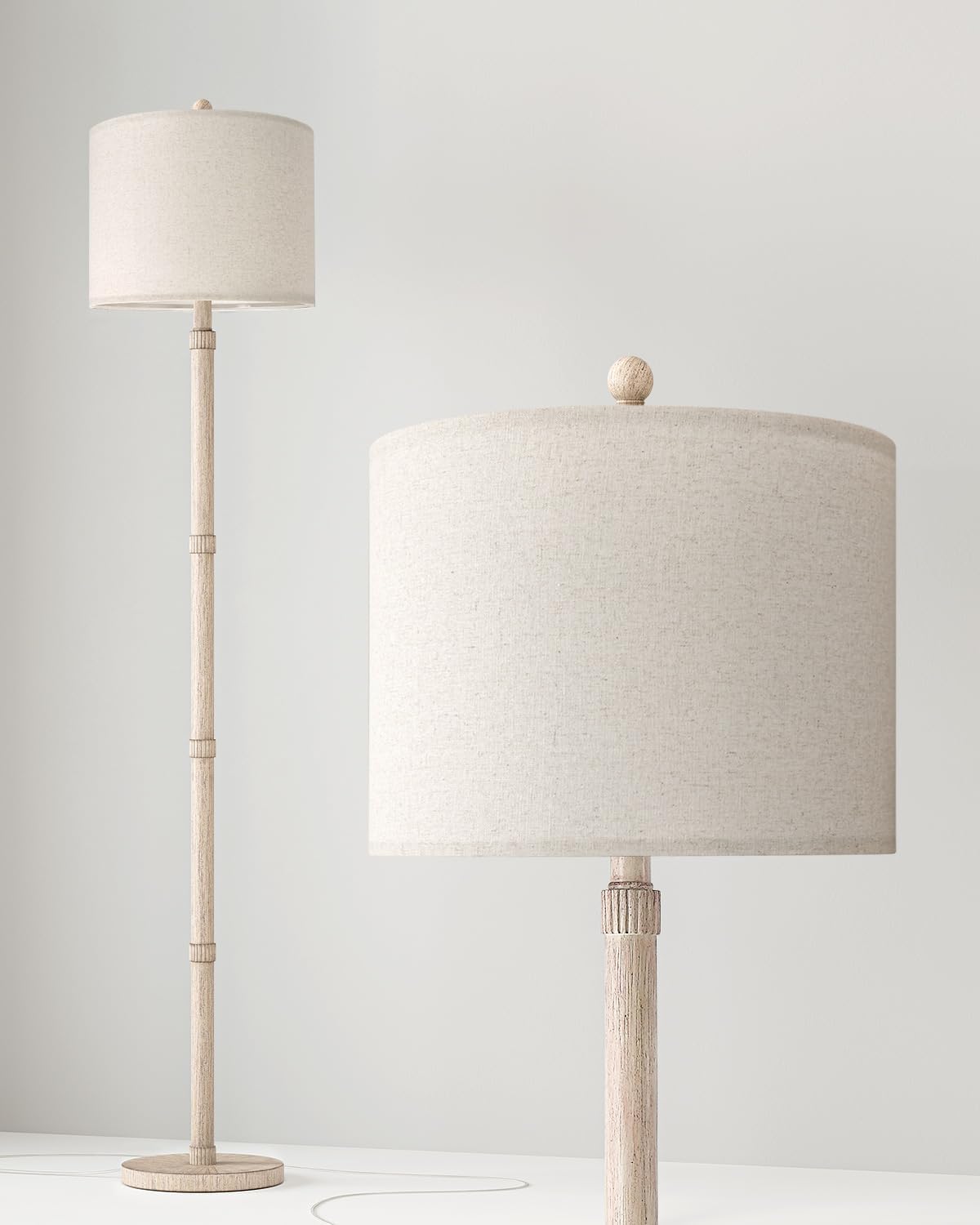 BOBOMOMO Retro Farmhouse Floor Lamp Rotary Switch, 62" Resin Vintage Floor Lamp, Rustic Tall Floor Lamps for Living Room, Corner…