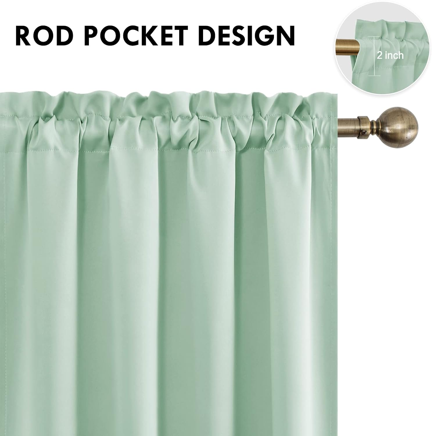 Dwcn Blackout Curtains Room Darkening Thermal Insulated Bedroom Curtains Window Curtain Panels, 52 x 54 inches Long, Set of 2 Light Green R…