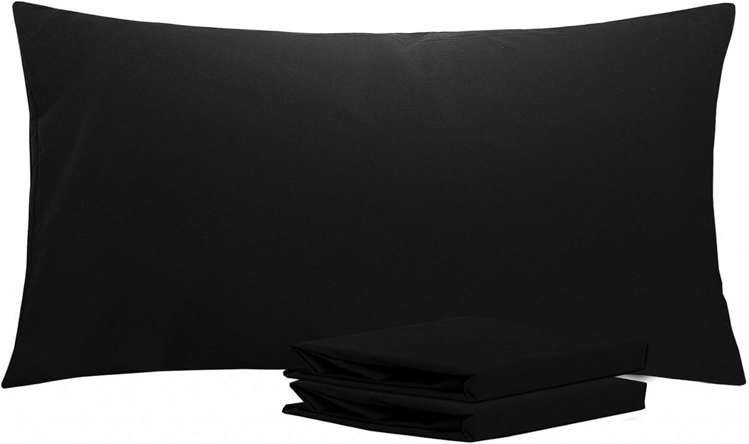 Ntbay King Pillowcase Set - 2 Pack Brushed Microfiber 20x40 Pillowcases - Soft, Wrinkle-Free, Fade-Resistant, Stain-Resistant, Black Pillow…