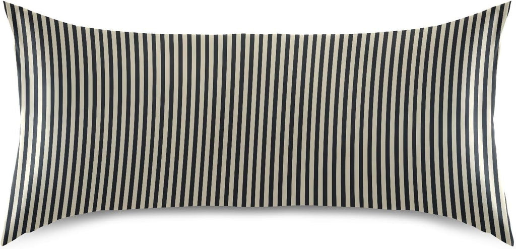 Stripe Brown Black Print Pillow Covers Silk Pillowcase for Hair and Skin Breathable Smooth Soft Satin Pillowcase Queen Size Pillow Case…