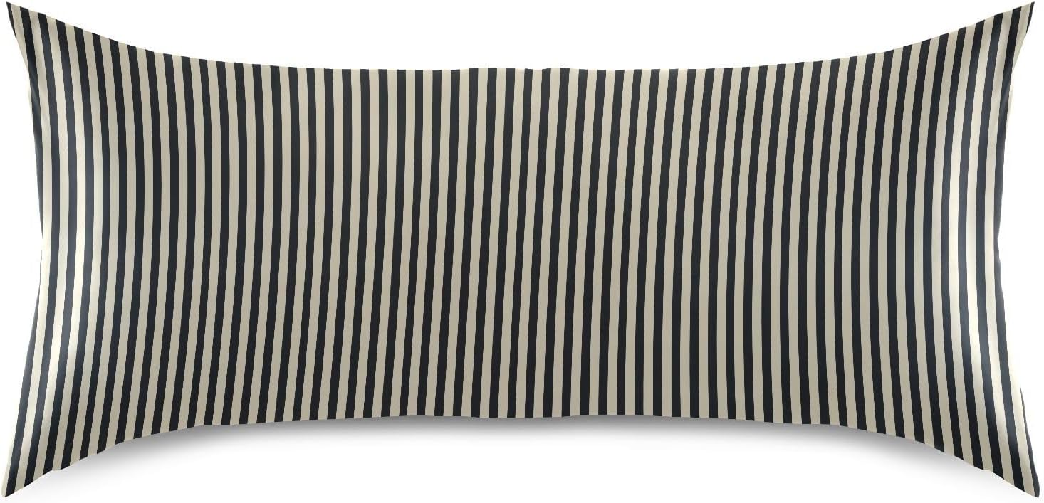 Stripe Brown Black Print Pillow Covers Silk Pillowcase for Hair and Skin Breathable Smooth Soft Satin Pillowcase Queen Size Pillow Case…