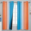 Estelartextiler Ombre Orange and Blue Curtains 63 Inch Length 2 panels, Total Blackout Curtains for Bedroom, Grommet Thermal Insulated Grad…