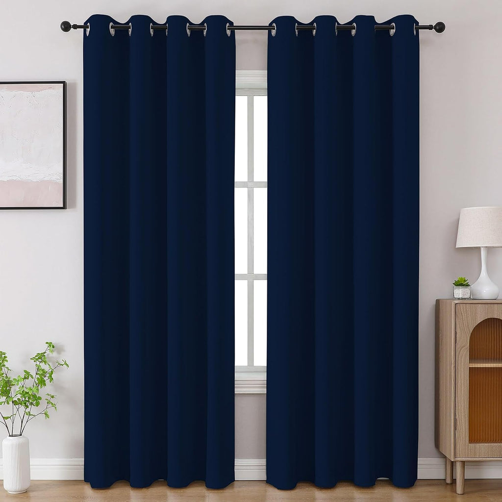 CUCRAF Navy Blue Blackout Curtains 84 inch Length 2 Panels Set, Room Darkening Drapes for Living Room Bedroom, Thermal Insulated Light…