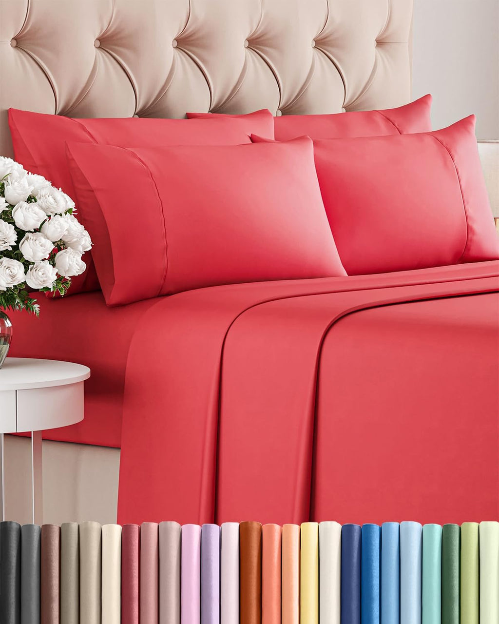 Full 6 Piece Sheet Set - Comfy, Breathable & Cooling - Soft Hotel Luxury Bedding for Women, Men, Kids, Teens & Children - 1 Flat & 1…
