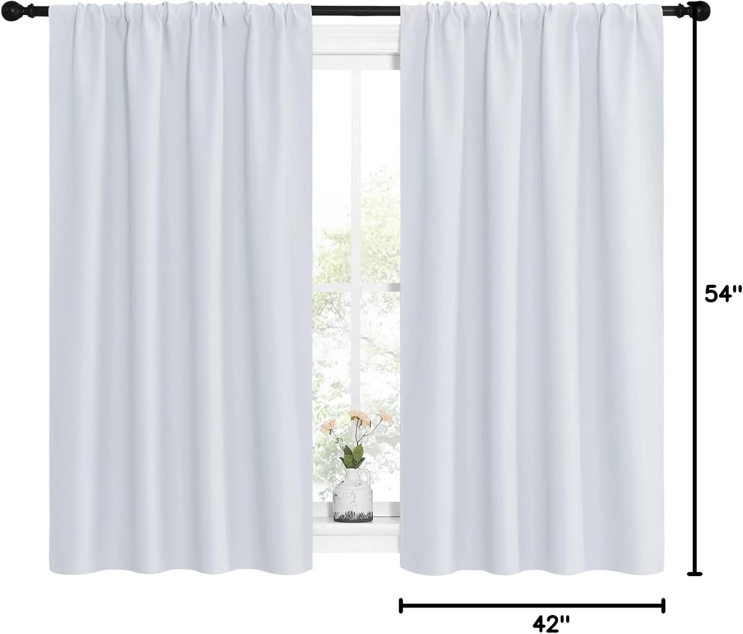 NICETOWN Greyish White Window Curtain Panels - Thermal Insulated Rod Pocket Room Darkening Curtain Sets for Bedroom (Platinum - Greyish…