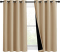 Nicetown Bedroom Full Blackout Curtain Panels, Super Thick Insulated Grommet Drapes, Double-Layer Blackout Draperies with Black Liner for S…