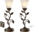 Set of 2 Touch Farmhouse Bedroom Table Lamps, Nightstand Vintage Flower Lamps with 2 USB Ports, 3 Way Dimmable Leaf Lamp for Living Room…