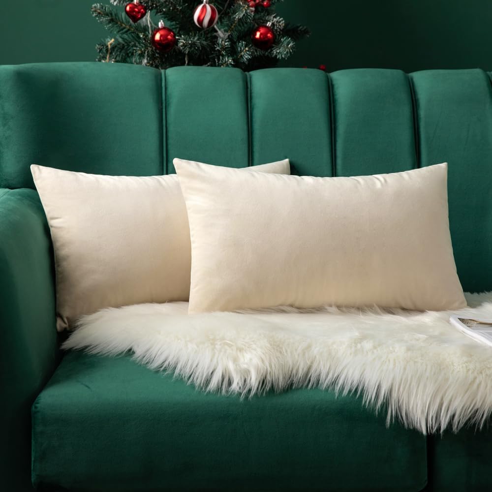Miulee Velvet Pillow Cover Soft Luxury Decorative Throw Pillow Cover Single Rectangle Cushion Case for Couch Sofa Bedroom Car Decor,12x20 I…