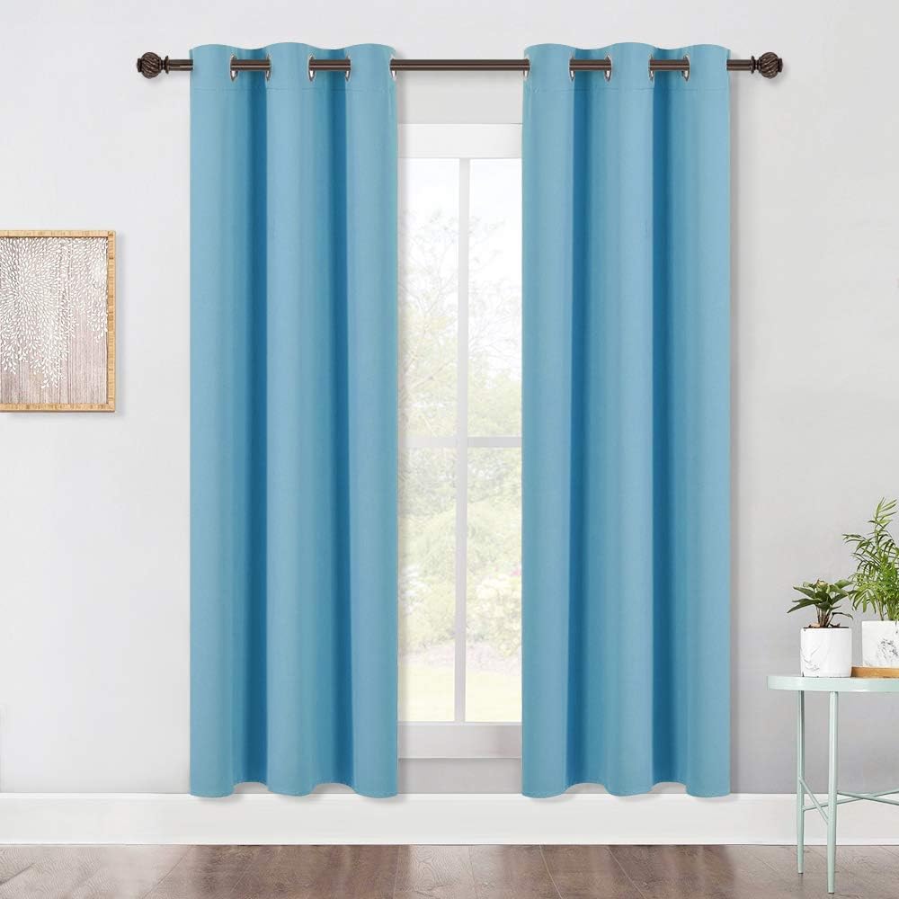NICETOWN Window Treatment Blackout Curtain Panels, Home Décor Thermal Insulated Solid Grommet Blackout Draperies/Drapes for Bedroom (Teal…