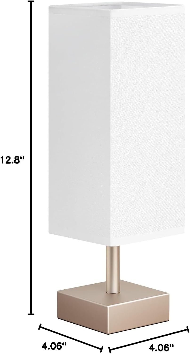 aooshine Antique Small Table Lamp - Bedside Lamp for Bedroom, Minimalist Nightstand Lamp with Square Fabric Shade, Desk Lamp for Kids…