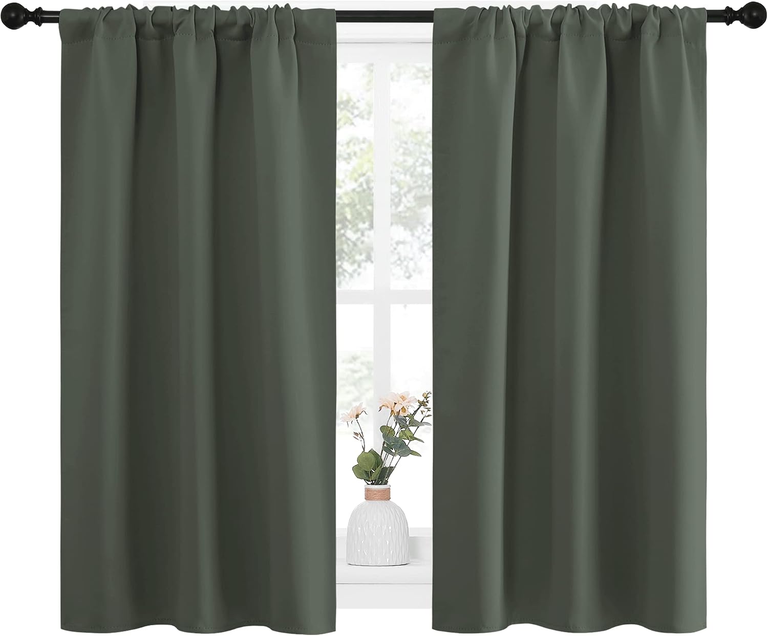 NICETOWN Bedroom Curtains Blackout Draperies - All Season Thermal Insulated Solid Rod Pocket Top Blackout Curtains/Drapes for Kid's Room…